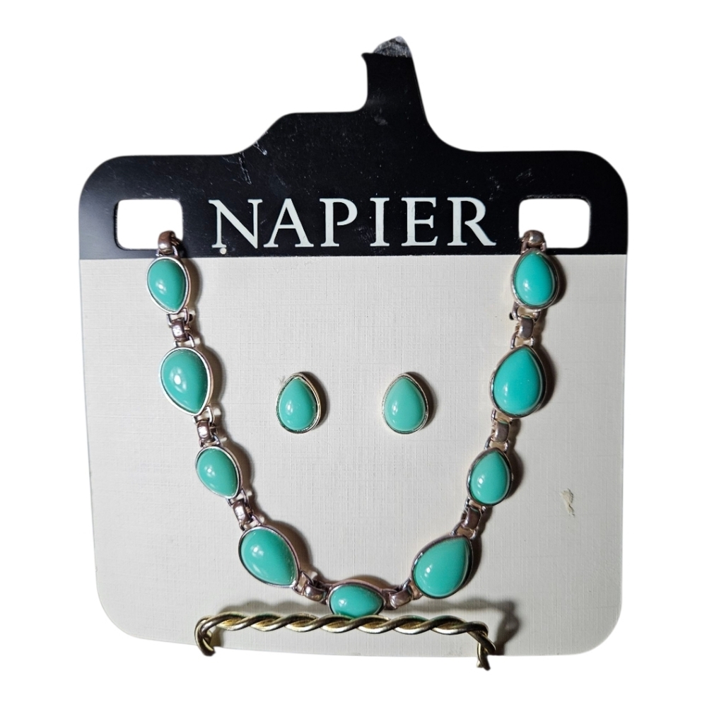 Napier Teal Necklace and Earring Set